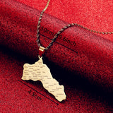 Stainless Steel Kurd Flag Map Pendant Necklace