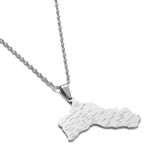 Stainless Steel Kurd Flag Map Pendant Necklace