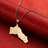 Stainless Steel Kurd Flag Map Pendant Necklace
