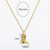 Golden Cowboy Boots Pendant Necklace for Women