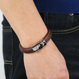 Stainless Steel Gossip Leather Bracelet Retro Woven Men's Jewelry