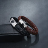Stainless Steel Gossip Leather Bracelet Retro Woven Men's Jewelry