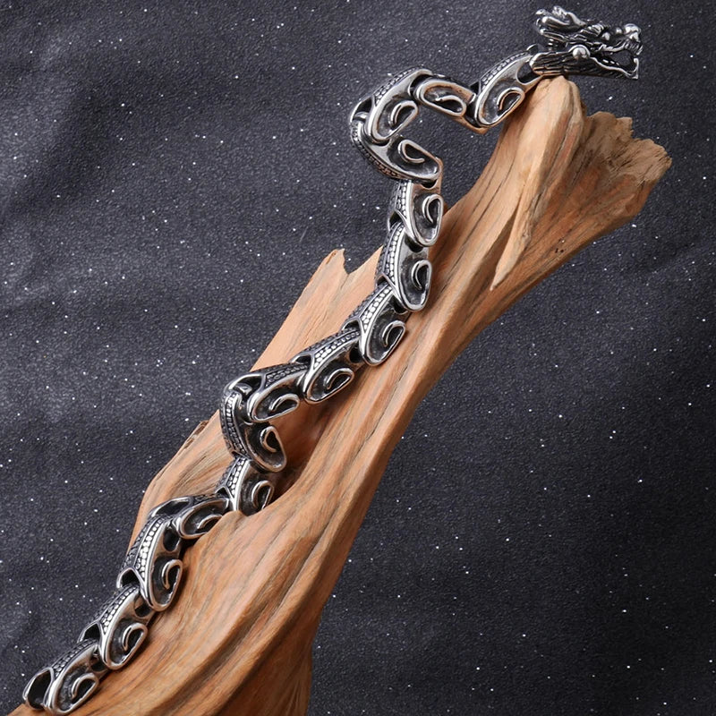 Stainless Steel Gothic Dragon Head Men's Chain Bracelet