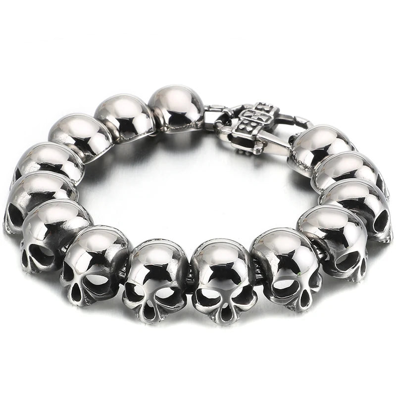 Gothic Skull Head Hand Bracelet Punk Rock Metal Wristband