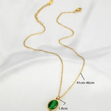 Green Zircon Pendant Necklace For Women Girls