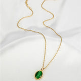 Green Zircon Pendant Necklace For Women Girls