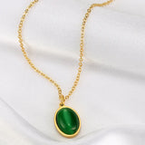 Green Zircon Pendant Necklace For Women Girls