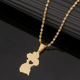 Guyana Map Pendant Necklace Heart Jewelry