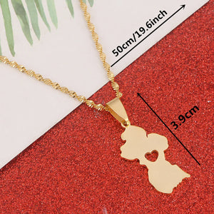 Guyana Map Pendant Necklace Heart Jewelry