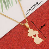 Guyana Map Pendant Necklace Heart Jewelry