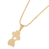 Guyana Map Pendant Necklace Heart Jewelry