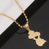 Guyana Map Pendant Necklace Heart Jewelry