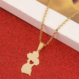 Guyana Map Pendant Necklace Heart Jewelry