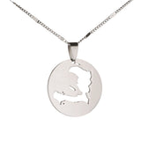 Stainless Steel Haiti Map Pendant Necklace