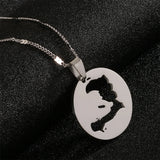 Stainless Steel Haiti Map Pendant Necklace