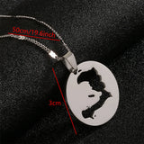 Stainless Steel Haiti Map Pendant Necklace