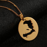Stainless Steel Haiti Map Pendant Necklace