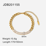 Women's Stainless Steel Zircon Cuban Chain Bracelet
