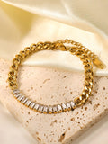 Women's Stainless Steel Zircon Cuban Chain Bracelet