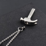 Stainless Steel Hammer Cremation Pendant Locket Keepsake Urn