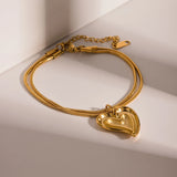 Stainless Steel Hammer Grain Chain Bracelet Women Gift