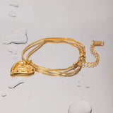 Stainless Steel Hammer Grain Chain Bracelet Women Gift