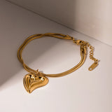 Stainless Steel Hammer Grain Chain Bracelet Women Gift