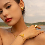 Stainless Steel Hammer Grain Chain Bracelet Women Gift