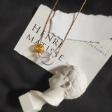 Hand Blown Glass Ball Necklace Yellow Bubbles Choker