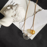 Hand Blown Glass Ball Necklace Yellow Bubbles Choker