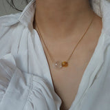 Hand Blown Glass Ball Necklace Yellow Bubbles Choker