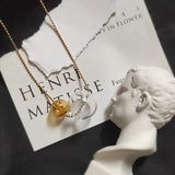 Hand Blown Glass Ball Necklace Yellow Bubbles Choker