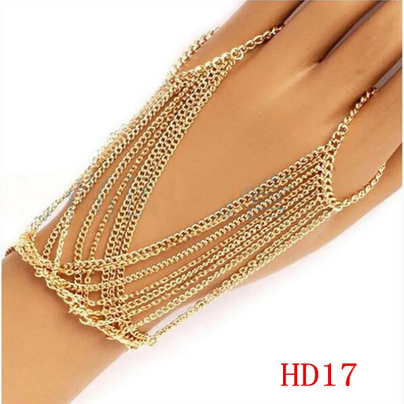 Stainless Steel Hand Chain Jewelry Charm Bracelet Finger Chains