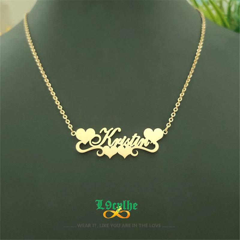 Personalized Heart Necklace Stainless Steel Name Choker