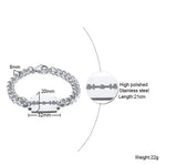 Stainless Steel Oval Chain Bracelet with Razor Blade Charms