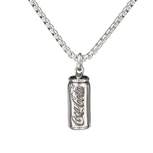 Stainless Steel Cola Pendant Necklace Vintage Hip Hop Can Drink Necklaces