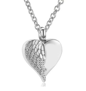Heart Angel Wing Urn Necklace Cremation Jewelry Keepsake Pendant