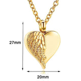 Heart Angel Wing Urn Necklace Cremation Jewelry Keepsake Pendant