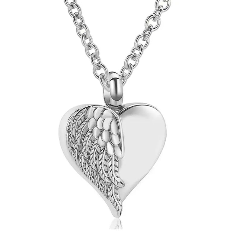 Heart Angel Wing Urn Necklace Cremation Jewelry Keepsake Pendant