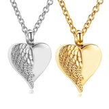 Heart Angel Wing Urn Necklace Cremation Jewelry Keepsake Pendant