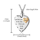 Stainless Steel Heart Ashes Necklace Angel Wing Charm Cremation Jewelry