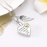 Stainless Steel Heart Ashes Necklace Angel Wing Charm Cremation Jewelry