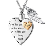 Stainless Steel Heart Ashes Necklace Angel Wing Charm Cremation Jewelry
