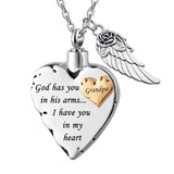 Stainless Steel Heart Ashes Necklace Angel Wing Charm Cremation Jewelry