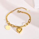 Heart Bracelet, Double Chain Pearl Bracelets for Women Charms Jewelry