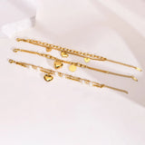 Heart Bracelet, Double Chain Pearl Bracelets for Women Charms Jewelry
