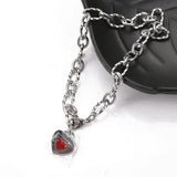 Stainless Steel Heart Bracelet Women's Water Drop Red Nectarine
