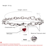 Stainless Steel Heart Bracelet Women's Water Drop Red Nectarine