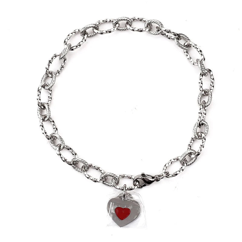 Stainless Steel Heart Bracelet Women's Water Drop Red Nectarine