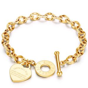 Stainless Steel Heart Bracelets for Women Party Gift Chain Charm Bracelets